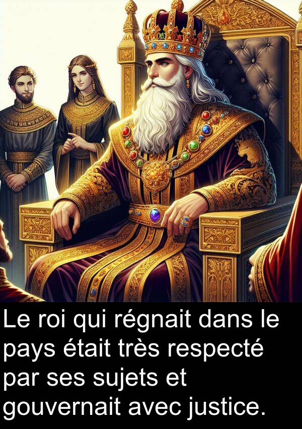 roi: Le roi qui régnait dans le pays était très respecté par ses sujets et gouvernait avec justice.