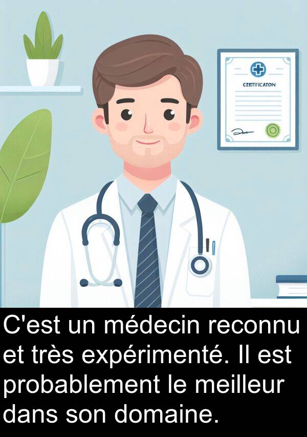 probablement: C'est un médecin reconnu et très expérimenté. Il est probablement le meilleur dans son domaine.