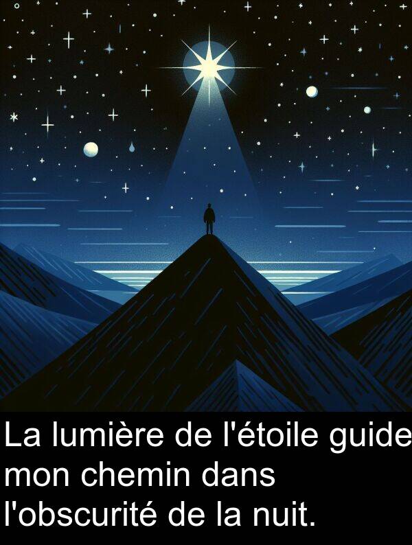 lumière: La lumière de l'étoile guide mon chemin dans l'obscurité de la nuit.