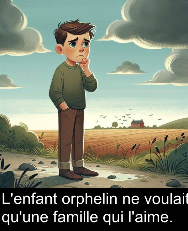 voulait: L'enfant orphelin ne voulait qu'une famille qui l'aime.