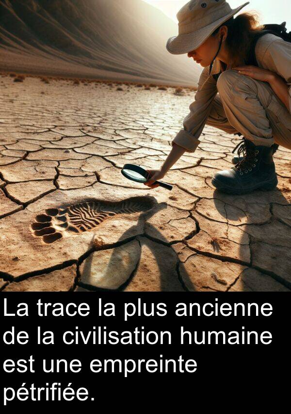 humaine: La trace la plus ancienne de la civilisation humaine est une empreinte pétrifiée.