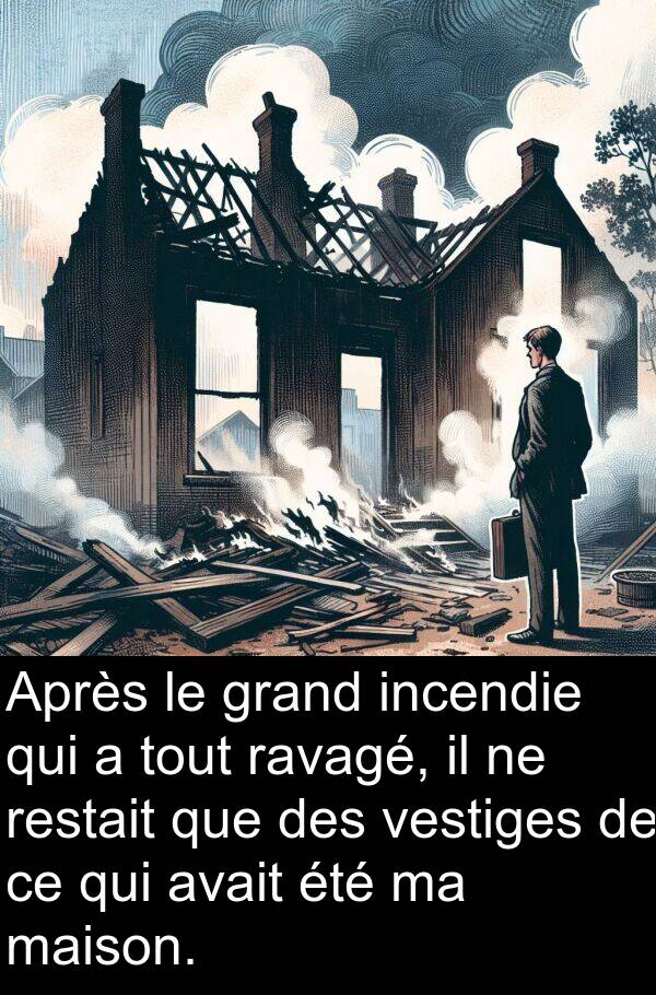 ravagé: Après le grand incendie qui a tout ravagé, il ne restait que des vestiges de ce qui avait été ma maison.