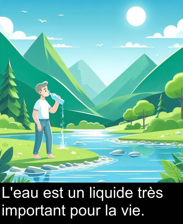 liquide: L'eau est un liquide très important pour la vie.