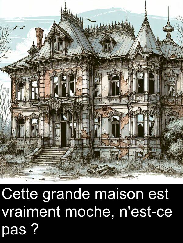 grande: Cette grande maison est vraiment moche, n'est-ce pas ?