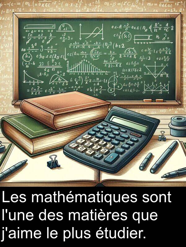 mathématiques: Les mathématiques sont l'une des matières que j'aime le plus étudier.