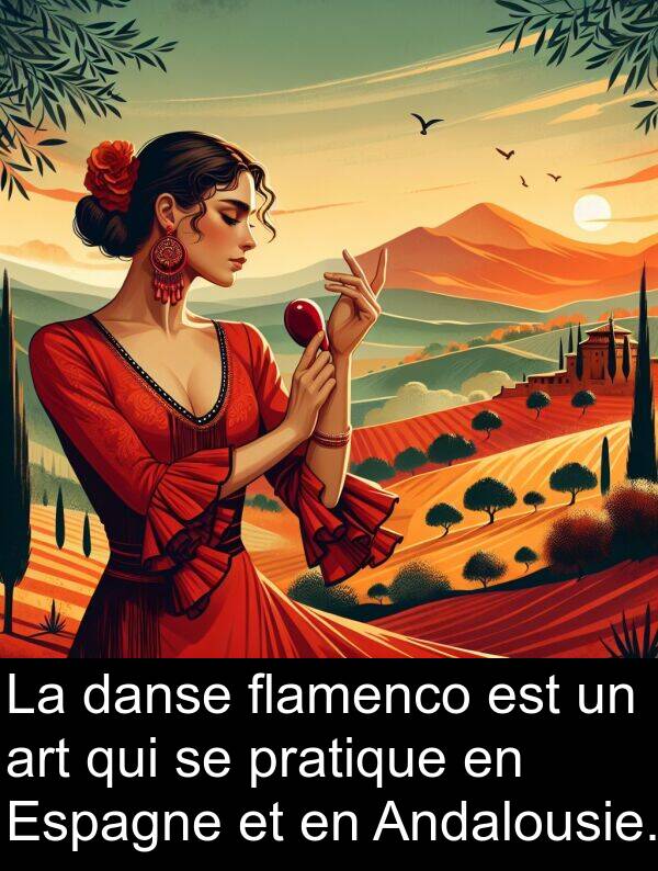 art: La danse flamenco est un art qui se pratique en Espagne et en Andalousie.