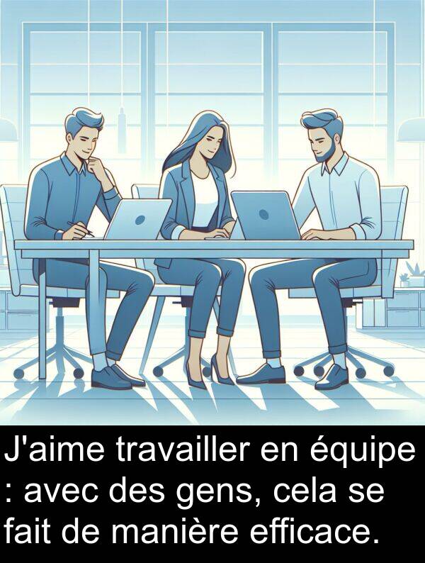 fait: J'aime travailler en équipe : avec des gens, cela se fait de manière efficace.