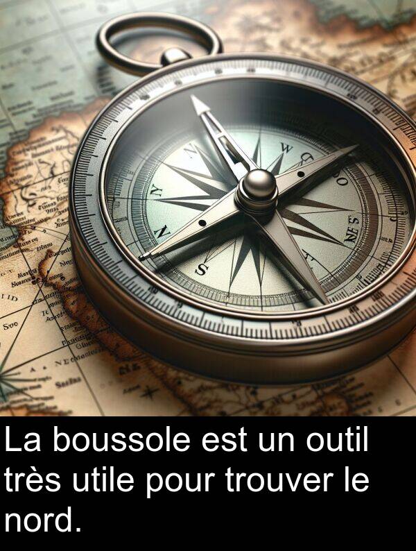 utile: La boussole est un outil très utile pour trouver le nord.