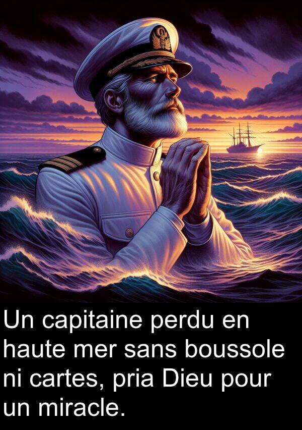 haute: Un capitaine perdu en haute mer sans boussole ni cartes, pria Dieu pour un miracle.