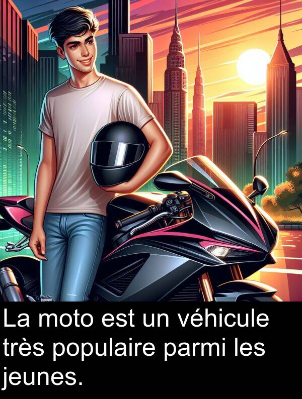 véhicule: La moto est un véhicule très populaire parmi les jeunes.