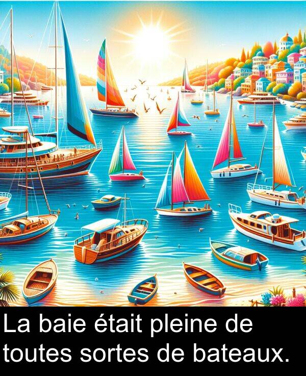 bateaux: La baie était pleine de toutes sortes de bateaux.