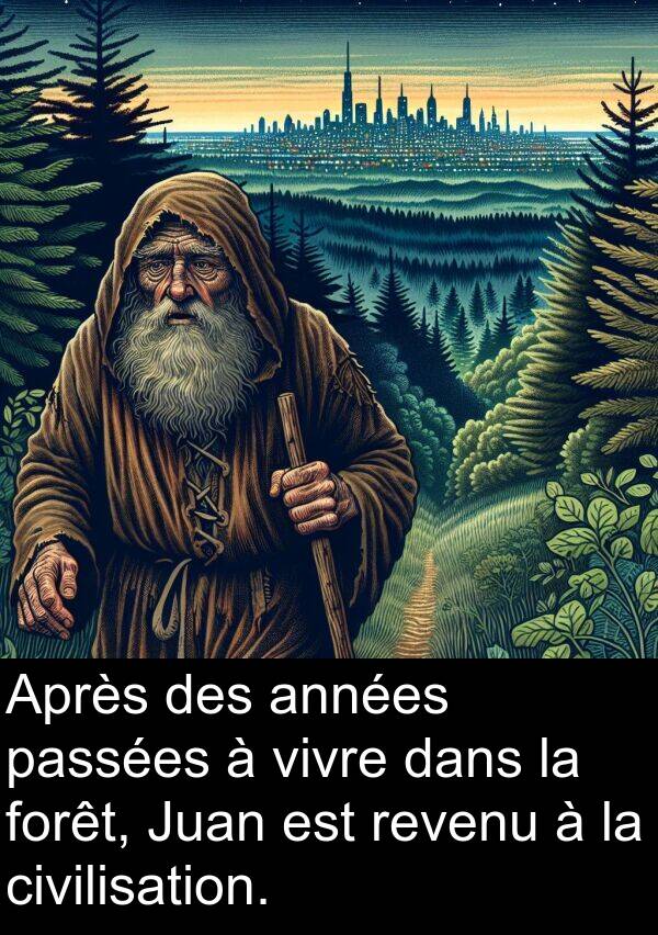 vivre: Après des années passées à vivre dans la forêt, Juan est revenu à la civilisation.