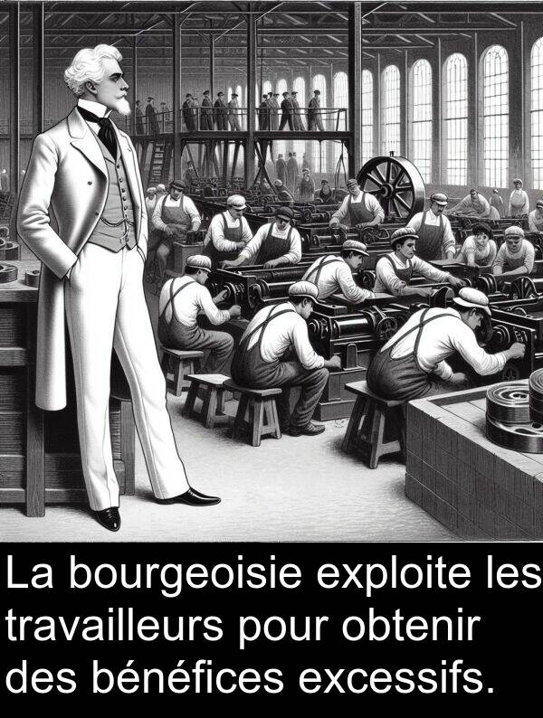 obtenir: La bourgeoisie exploite les travailleurs pour obtenir des bénéfices excessifs.