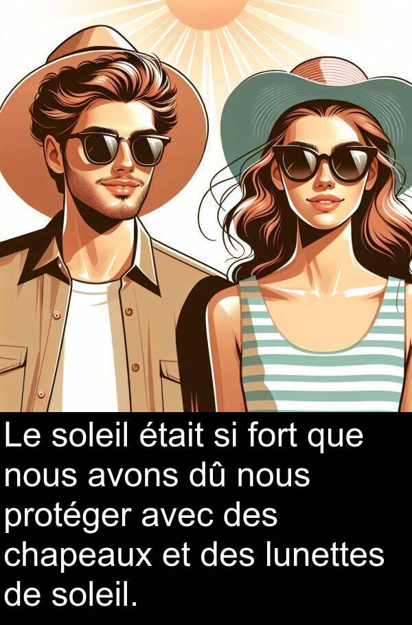 lunettes: Le soleil était si fort que nous avons dû nous protéger avec des chapeaux et des lunettes de soleil.