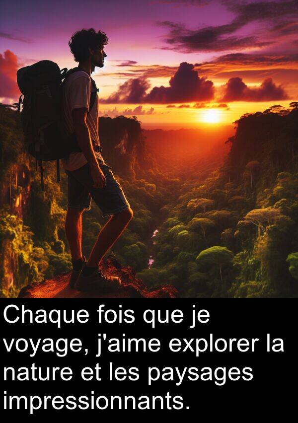 voyage: Chaque fois que je voyage, j'aime explorer la nature et les paysages impressionnants.