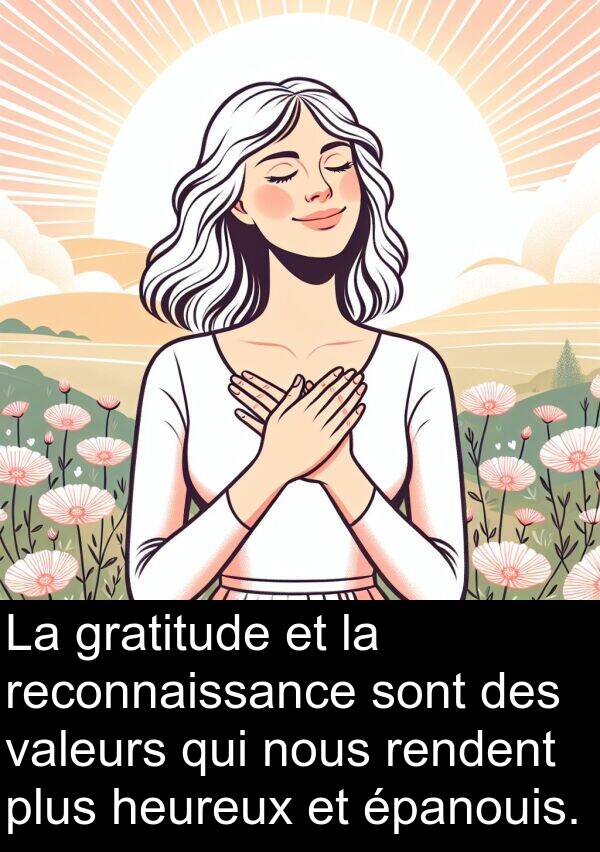 valeurs: La gratitude et la reconnaissance sont des valeurs qui nous rendent plus heureux et épanouis.