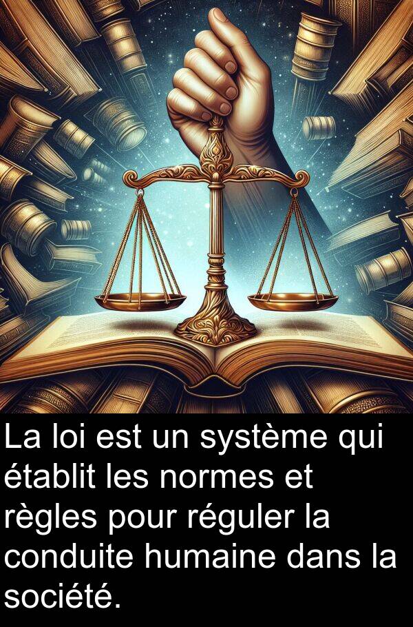 humaine: La loi est un système qui établit les normes et règles pour réguler la conduite humaine dans la société.