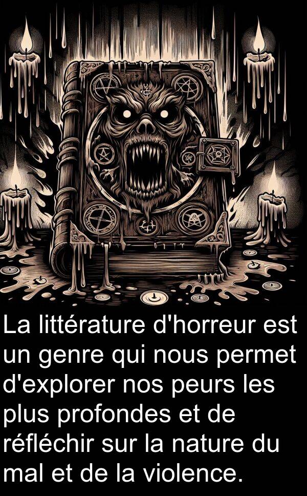 violence: La littérature d'horreur est un genre qui nous permet d'explorer nos peurs les plus profondes et de réfléchir sur la nature du mal et de la violence.