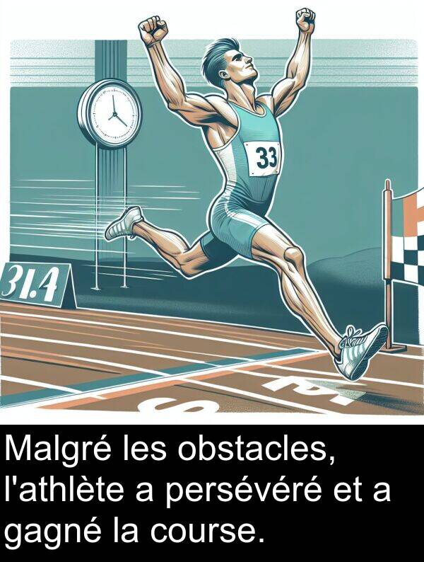 gagné: Malgré les obstacles, l'athlète a persévéré et a gagné la course.