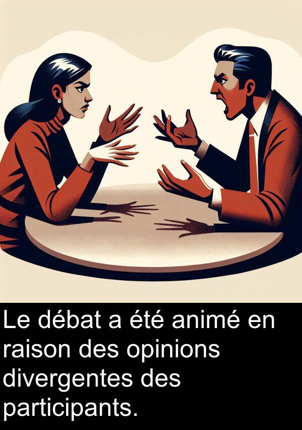 opinions: Le débat a été animé en raison des opinions divergentes des participants.