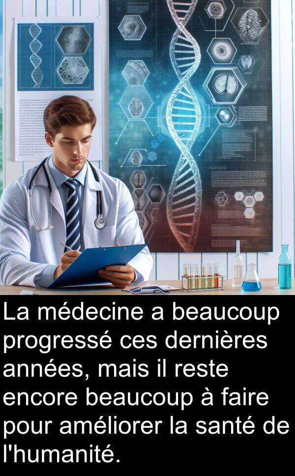 améliorer: La médecine a beaucoup progressé ces dernières années, mais il reste encore beaucoup à faire pour améliorer la santé de l'humanité.