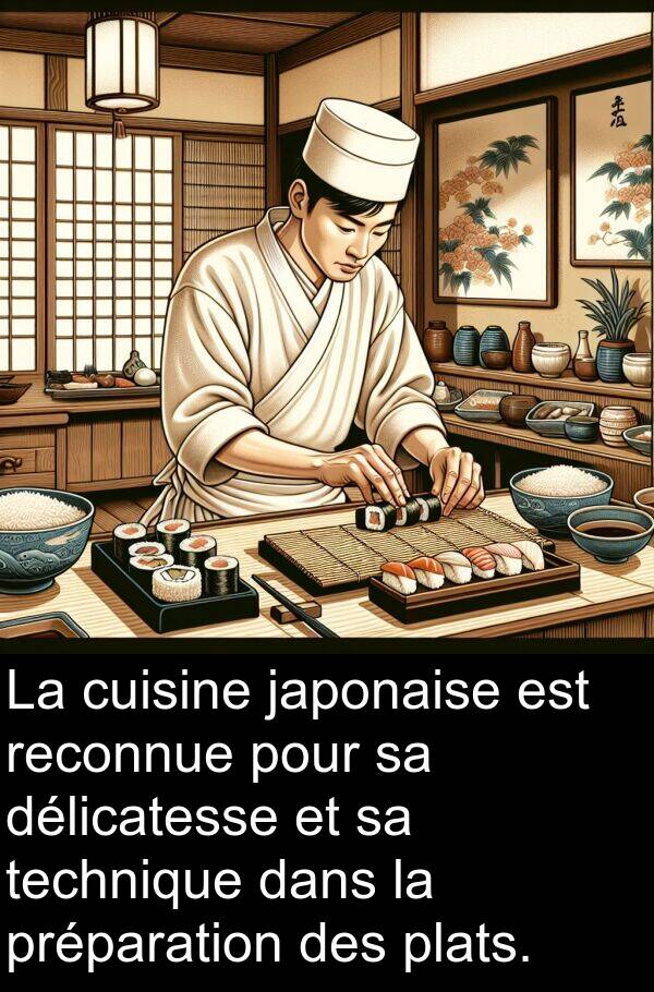 plats: La cuisine japonaise est reconnue pour sa délicatesse et sa technique dans la préparation des plats.