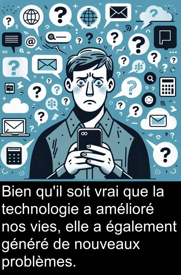 amélioré: Bien qu'il soit vrai que la technologie a amélioré nos vies, elle a également généré de nouveaux problèmes.