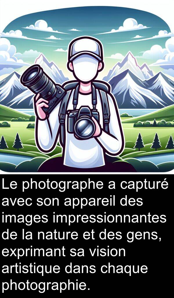 gens: Le photographe a capturé avec son appareil des images impressionnantes de la nature et des gens, exprimant sa vision artistique dans chaque photographie.