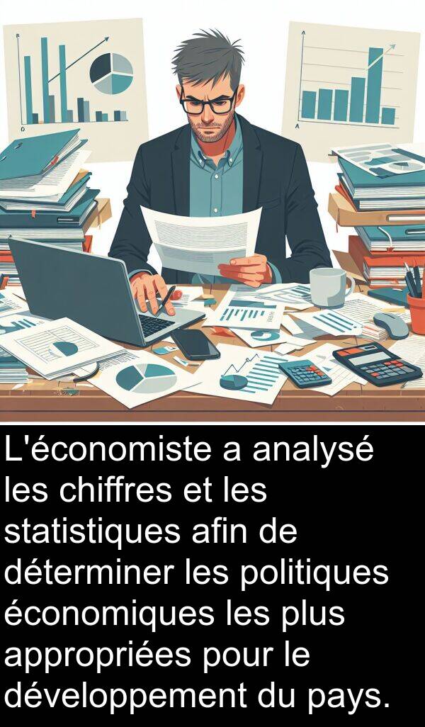 appropriées: L'économiste a analysé les chiffres et les statistiques afin de déterminer les politiques économiques les plus appropriées pour le développement du pays.