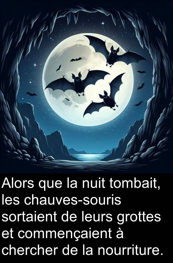 grottes: Alors que la nuit tombait, les chauves-souris sortaient de leurs grottes et commençaient à chercher de la nourriture.