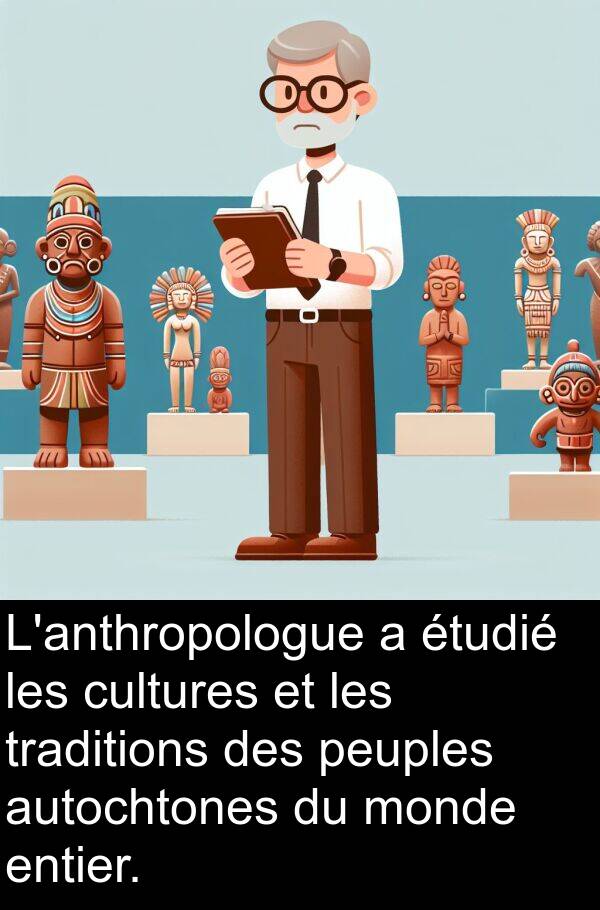 autochtones: L'anthropologue a étudié les cultures et les traditions des peuples autochtones du monde entier.