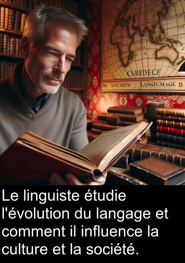 linguiste: Le linguiste étudie l'évolution du langage et comment il influence la culture et la société.