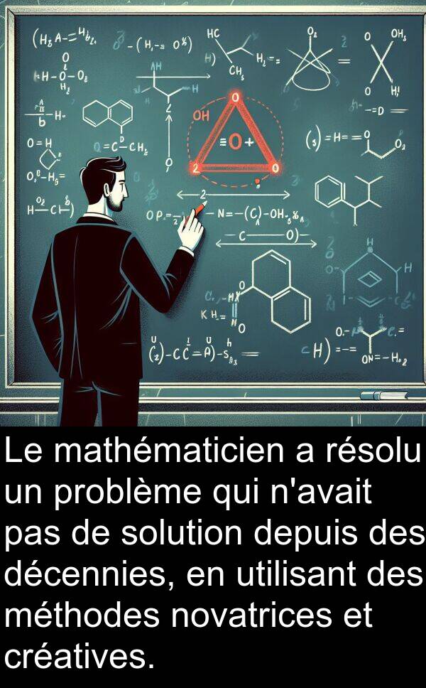 utilisant: Le mathématicien a résolu un problème qui n'avait pas de solution depuis des décennies, en utilisant des méthodes novatrices et créatives.