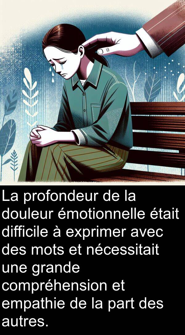 autres: La profondeur de la douleur émotionnelle était difficile à exprimer avec des mots et nécessitait une grande compréhension et empathie de la part des autres.