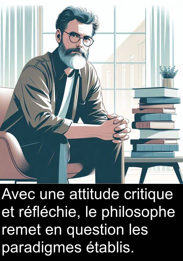 question: Avec une attitude critique et réfléchie, le philosophe remet en question les paradigmes établis.