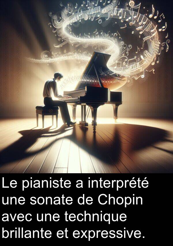 interprété: Le pianiste a interprété une sonate de Chopin avec une technique brillante et expressive.