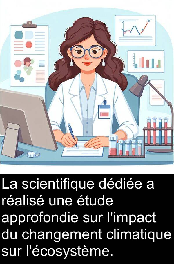 approfondie: La scientifique dédiée a réalisé une étude approfondie sur l'impact du changement climatique sur l'écosystème.