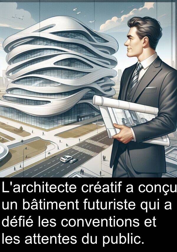 attentes: L'architecte créatif a conçu un bâtiment futuriste qui a défié les conventions et les attentes du public.