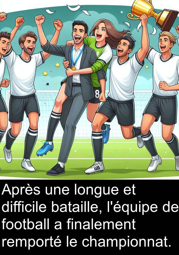 longue: Après une longue et difficile bataille, l'équipe de football a finalement remporté le championnat.