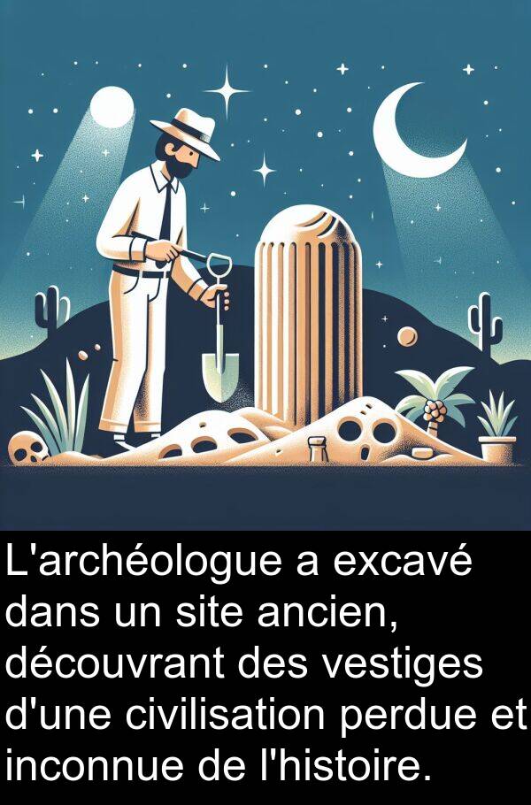 inconnue: L'archéologue a excavé dans un site ancien, découvrant des vestiges d'une civilisation perdue et inconnue de l'histoire.