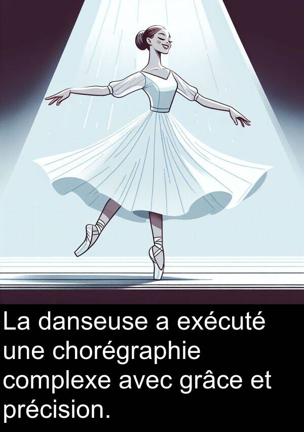 précision: La danseuse a exécuté une chorégraphie complexe avec grâce et précision.