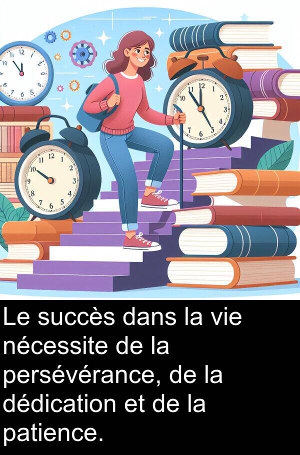 patience: Le succès dans la vie nécessite de la persévérance, de la dédication et de la patience.