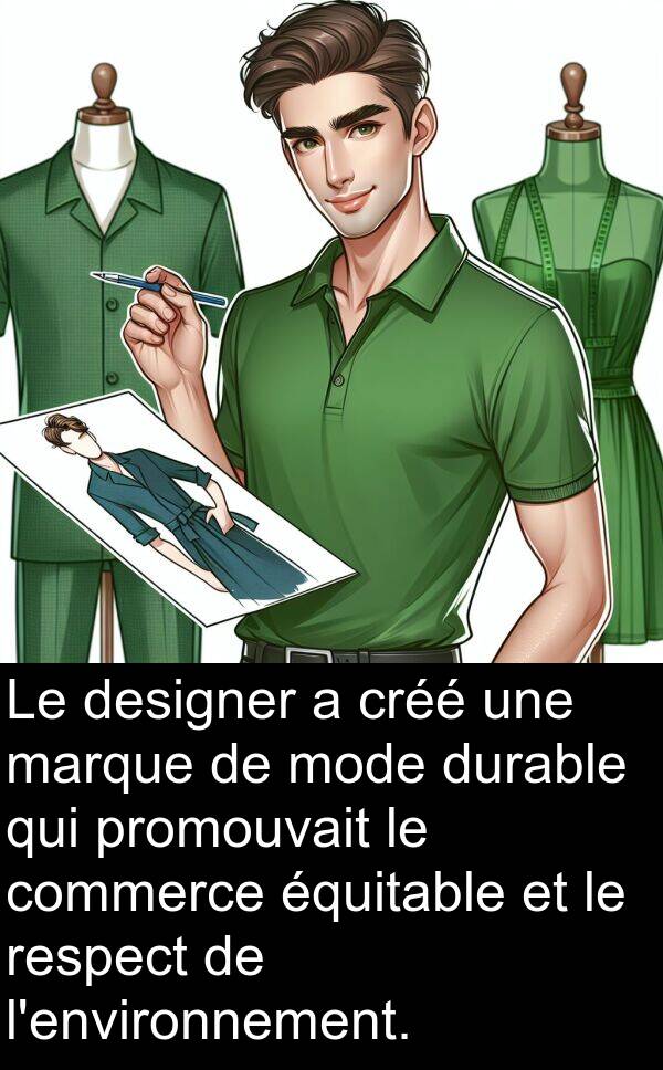 marque: Le designer a créé une marque de mode durable qui promouvait le commerce équitable et le respect de l'environnement.