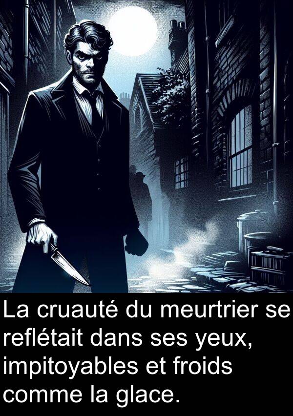 impitoyables: La cruauté du meurtrier se reflétait dans ses yeux, impitoyables et froids comme la glace.