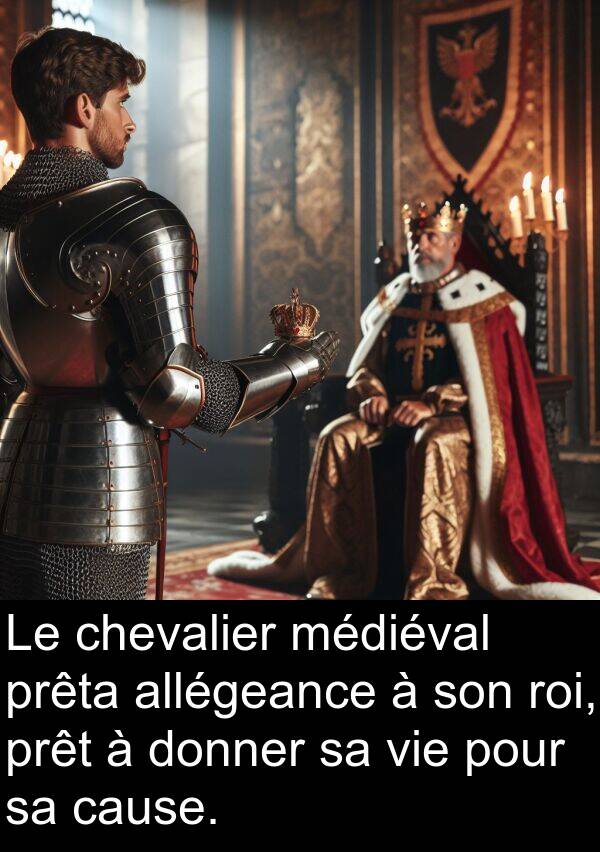 roi: Le chevalier médiéval prêta allégeance à son roi, prêt à donner sa vie pour sa cause.