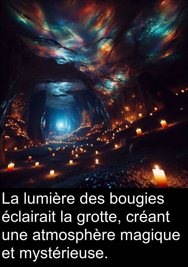 atmosphère: La lumière des bougies éclairait la grotte, créant une atmosphère magique et mystérieuse.