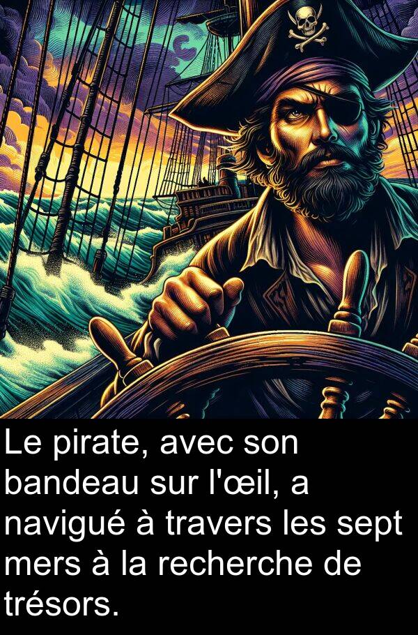 pirate: Le pirate, avec son bandeau sur l'œil, a navigué à travers les sept mers à la recherche de trésors.