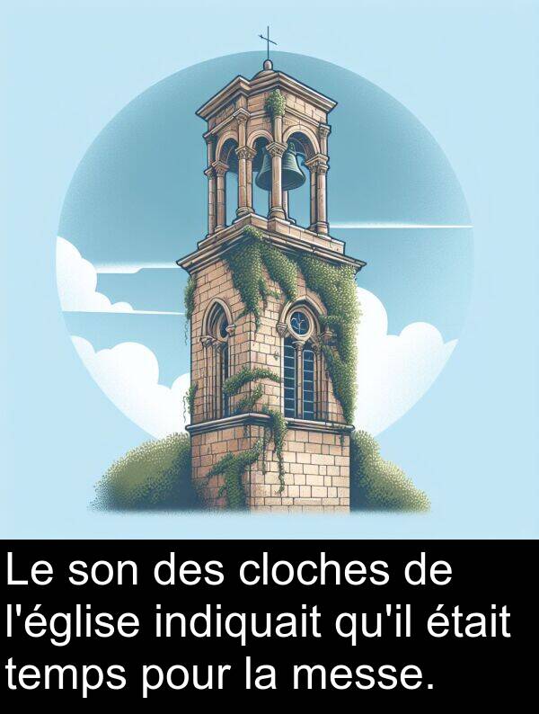 temps: Le son des cloches de l'église indiquait qu'il était temps pour la messe.