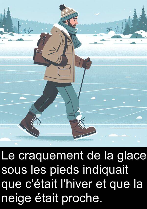 pieds: Le craquement de la glace sous les pieds indiquait que c'était l'hiver et que la neige était proche.