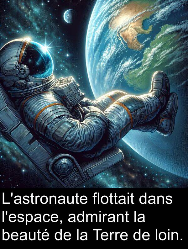 beauté: L'astronaute flottait dans l'espace, admirant la beauté de la Terre de loin.